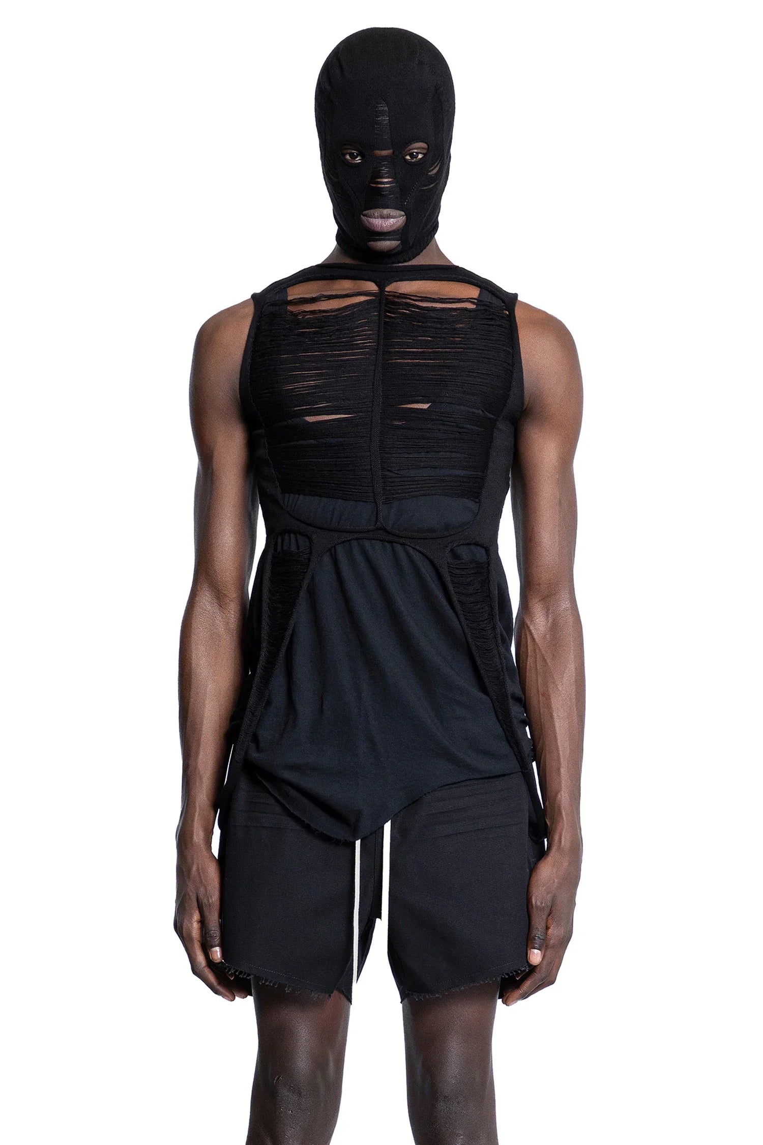 Hollywood skull balaclava in shredded merino wool - Antonioli.eu
