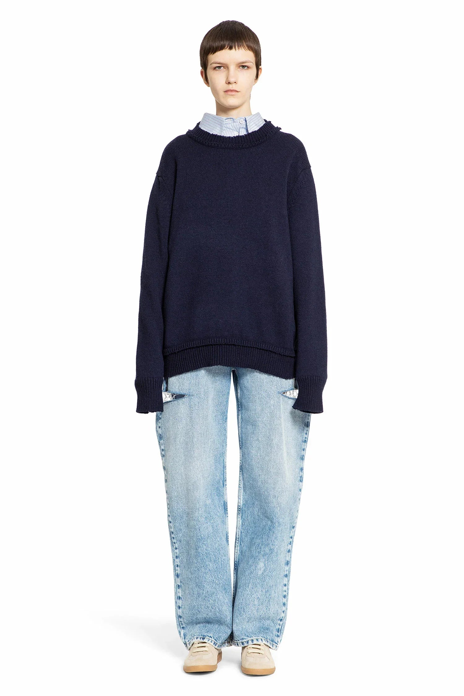 Denim Jeans With Slash Details - Antonioli.eu