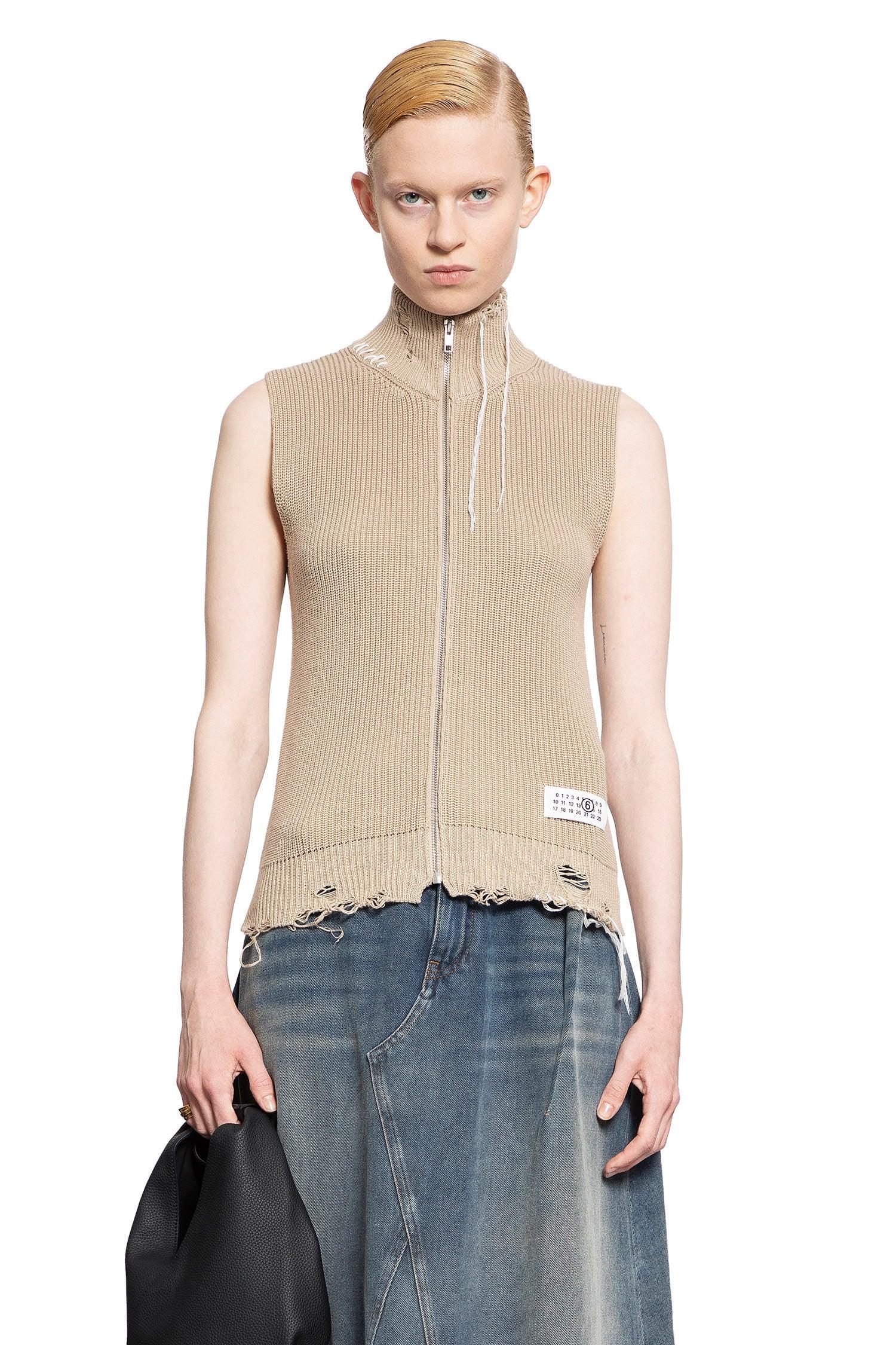 Distressed Cotton Knit Gilet - Antonioli.eu