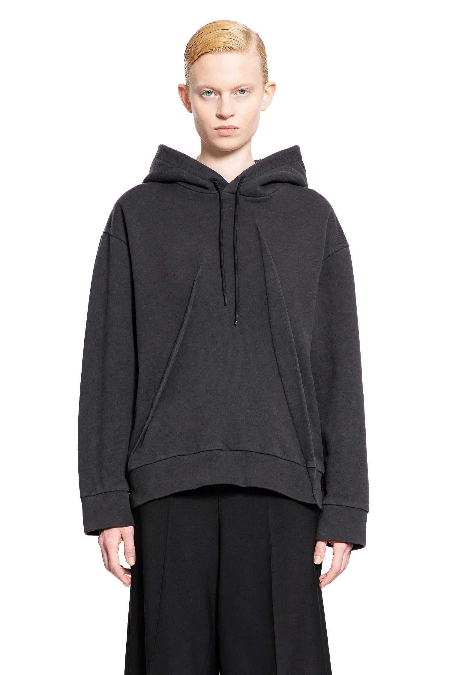 Pleated Cotton Jersey Hoodie - Antonioli.eu