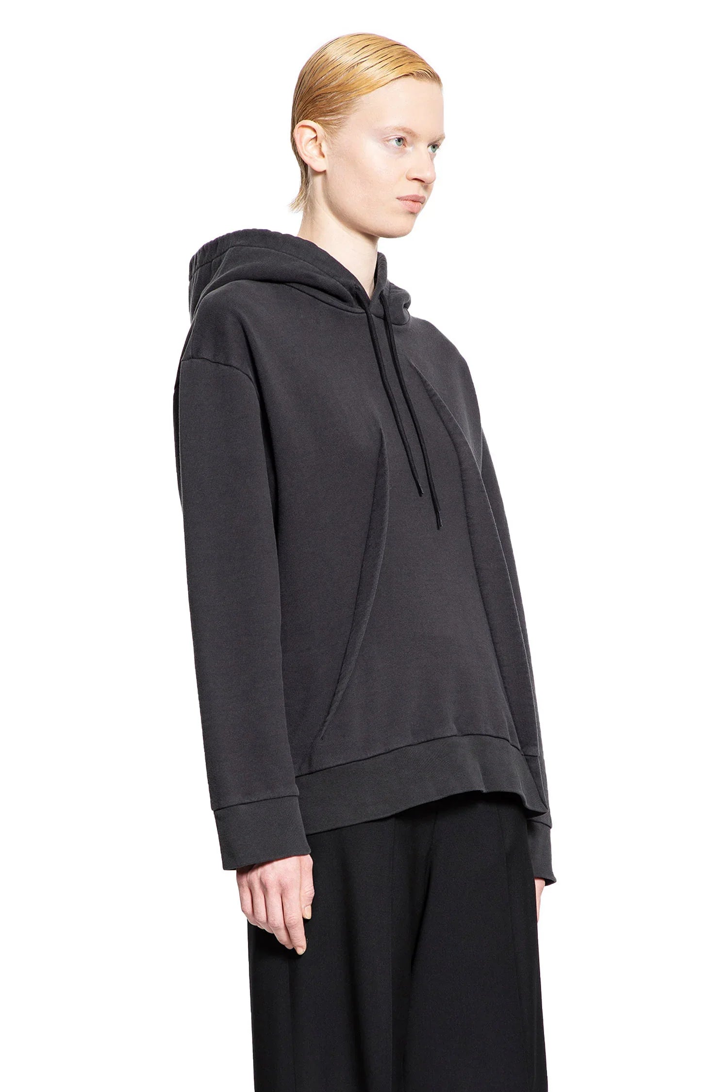 Pleated Cotton Jersey Hoodie - Antonioli.eu