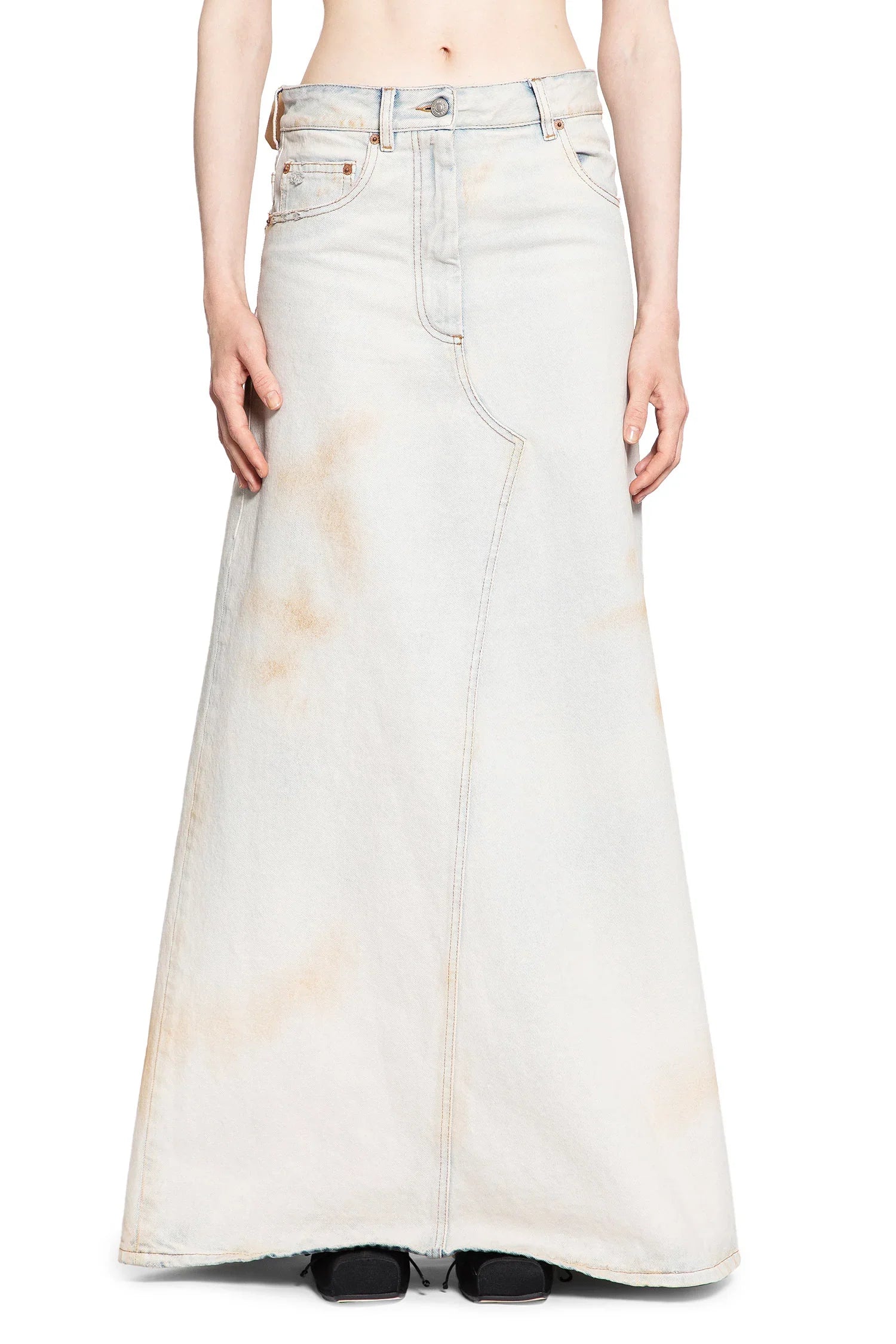 Long Bleached Denim Skirt - Antonioli.eu