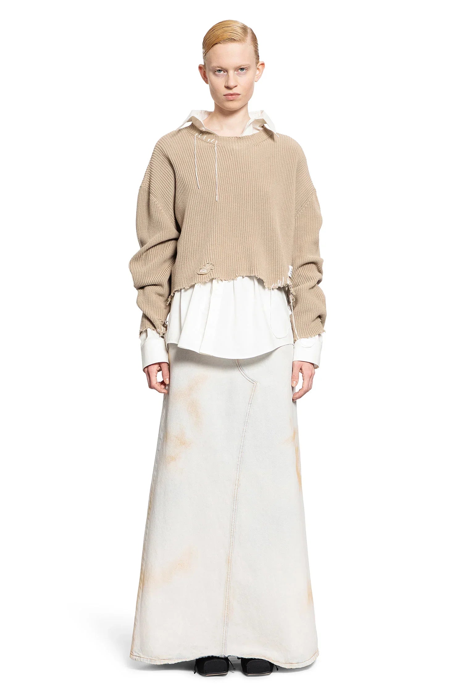 Long Bleached Denim Skirt - Antonioli.eu