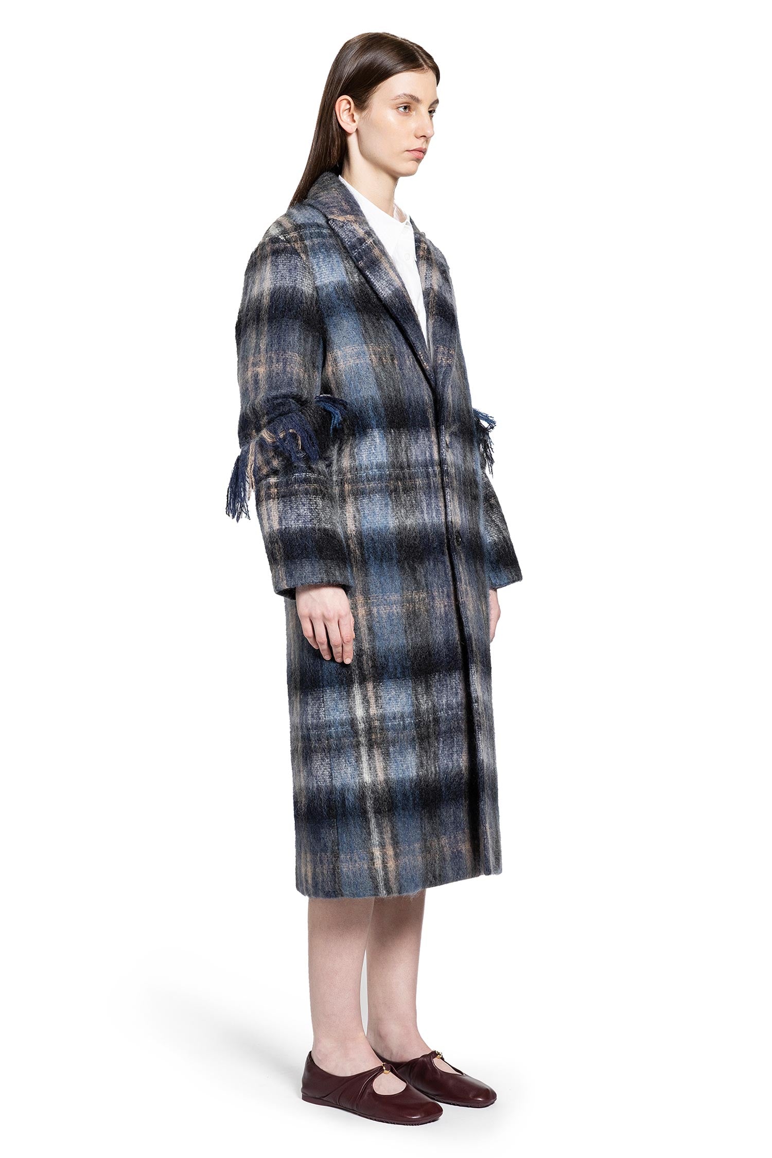 Coat in mohair and wool blend