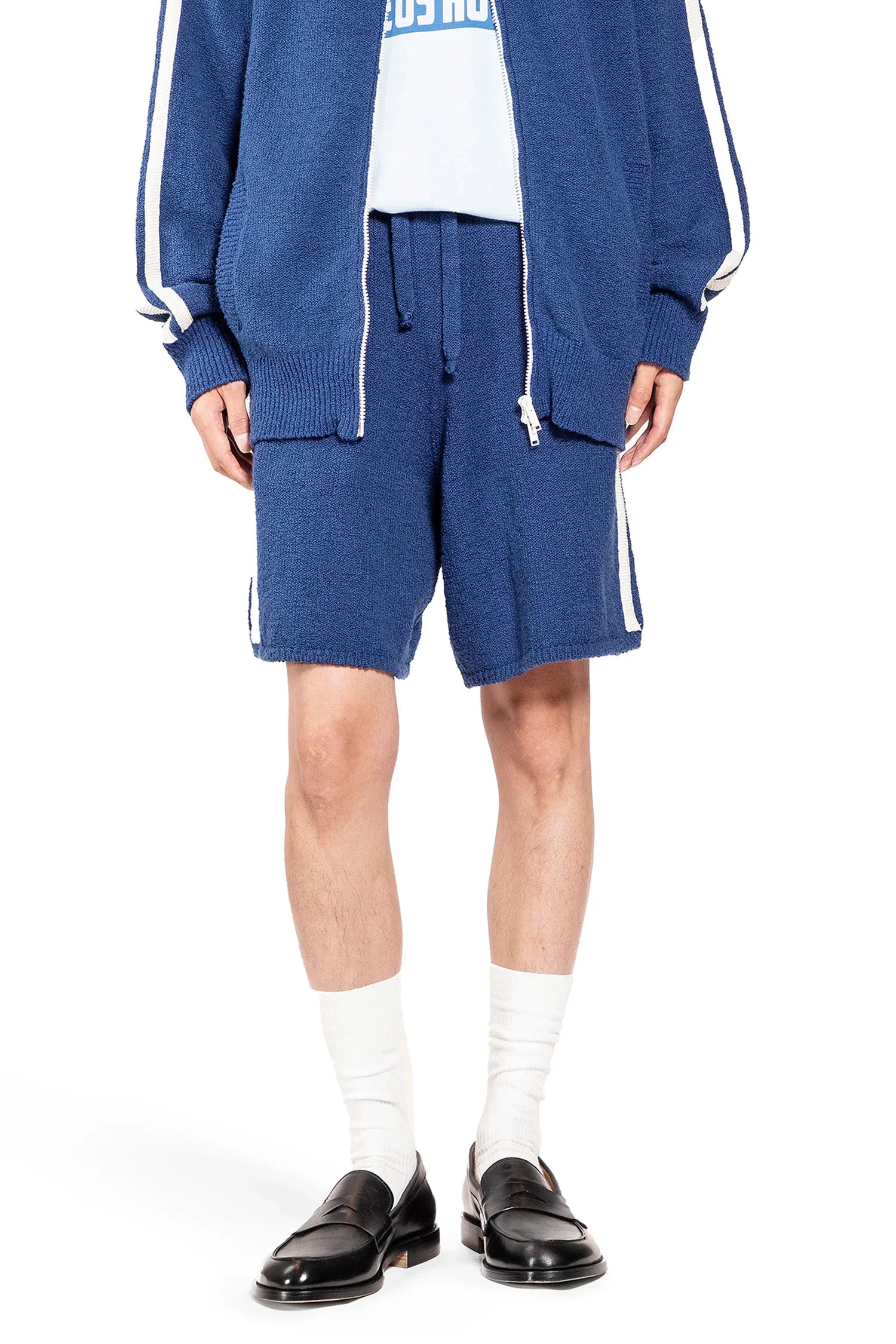 Stretch Cotton Nylon Knit Track Shorts - Antonioli.eu