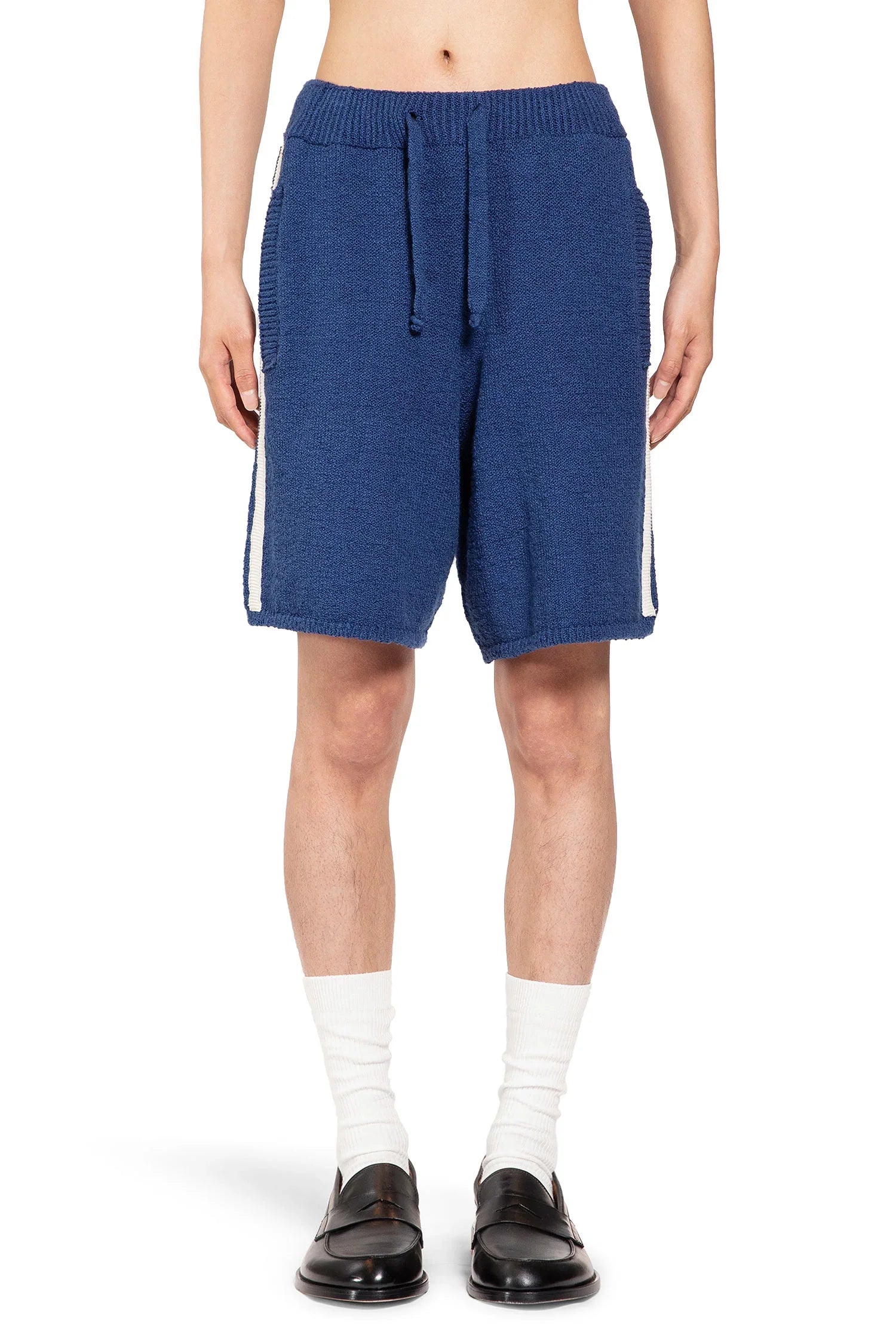 Stretch Cotton Nylon Knit Track Shorts - Antonioli.eu