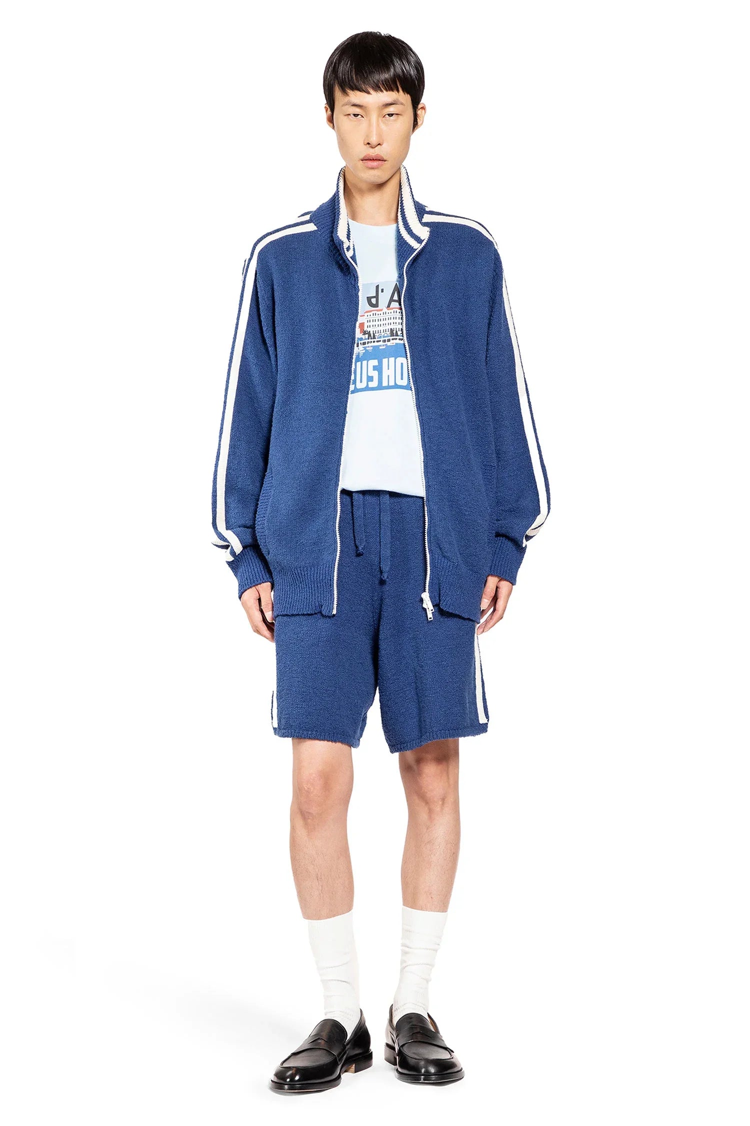 Stretch Cotton Nylon Knit Track Shorts - Antonioli.eu