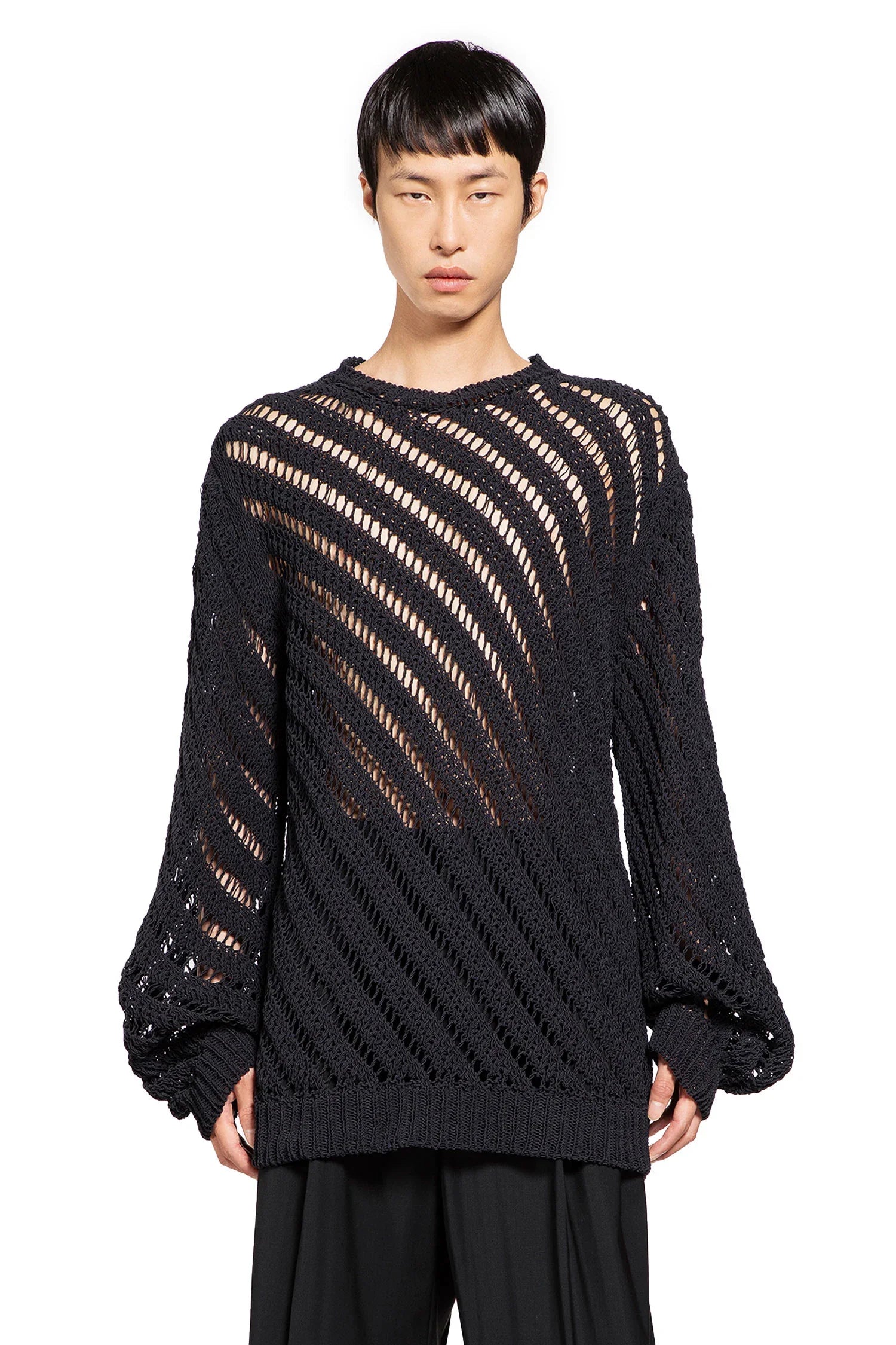 Cotton Nylon Openwork Sweater - Antonioli.eu