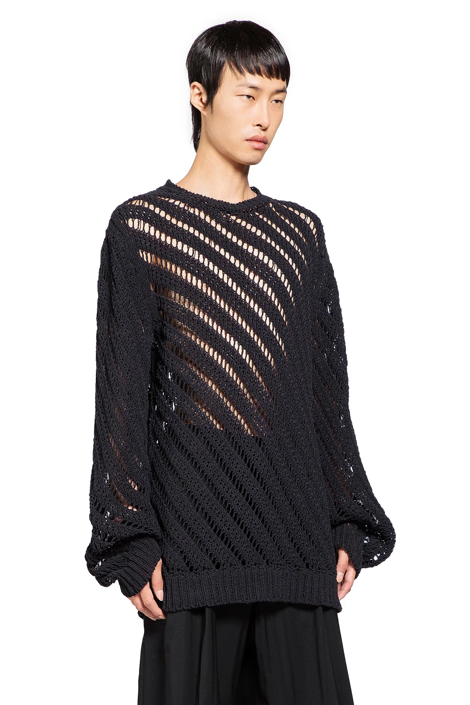 Cotton Nylon Openwork Sweater - Antonioli.eu