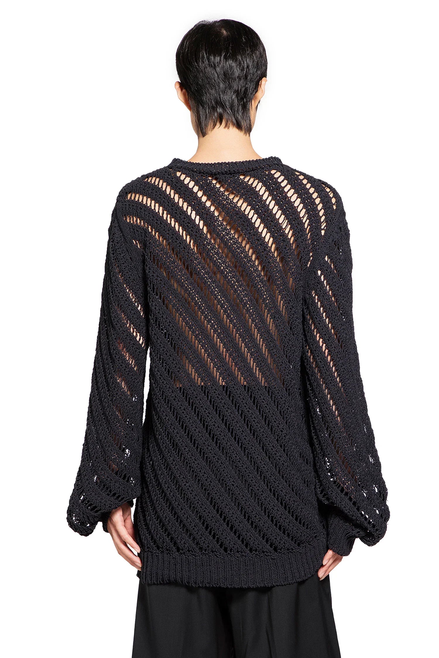 Cotton Nylon Openwork Sweater - Antonioli.eu