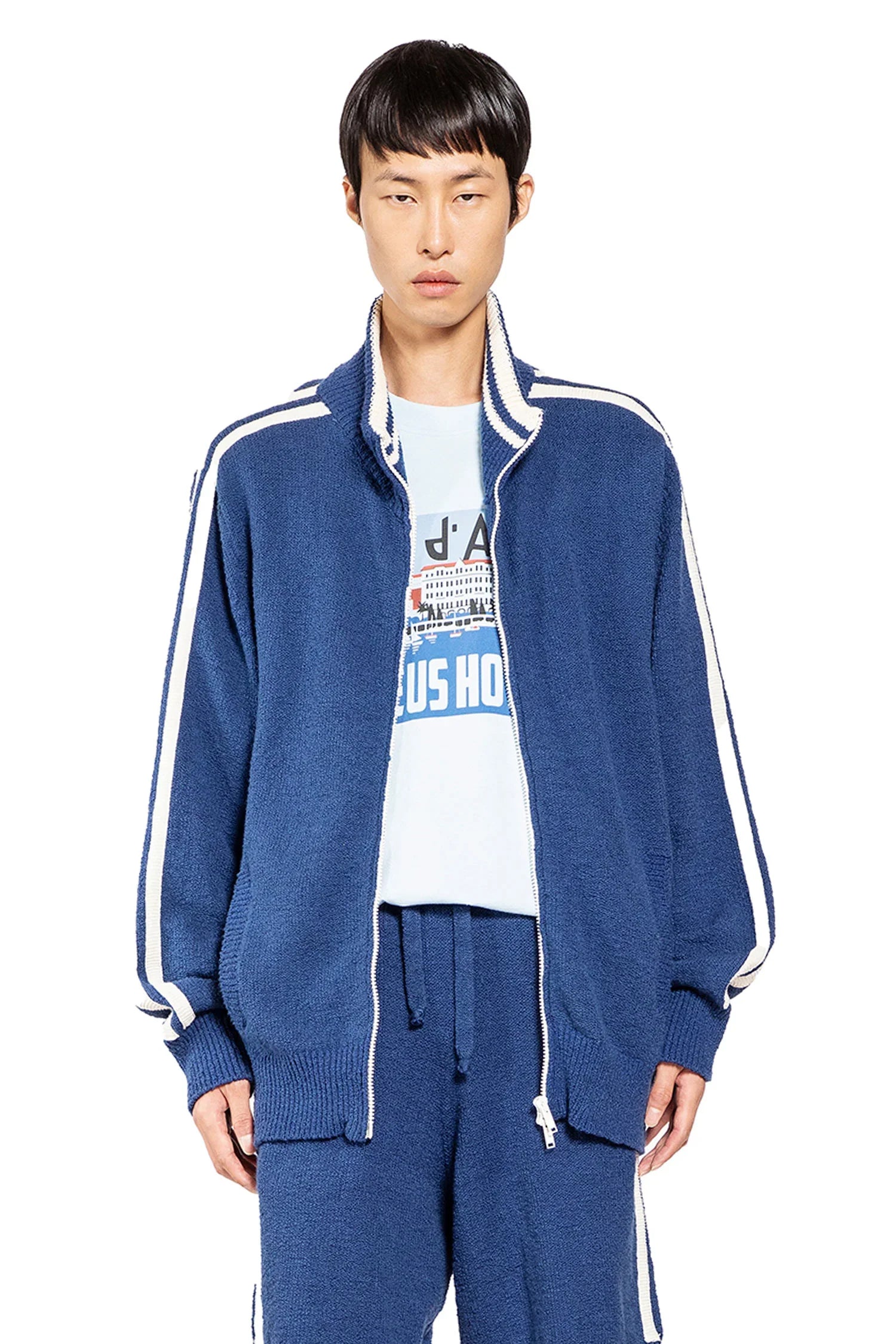 Stretch Cotton Nylon Knit Track Jacket - Antonioli.eu