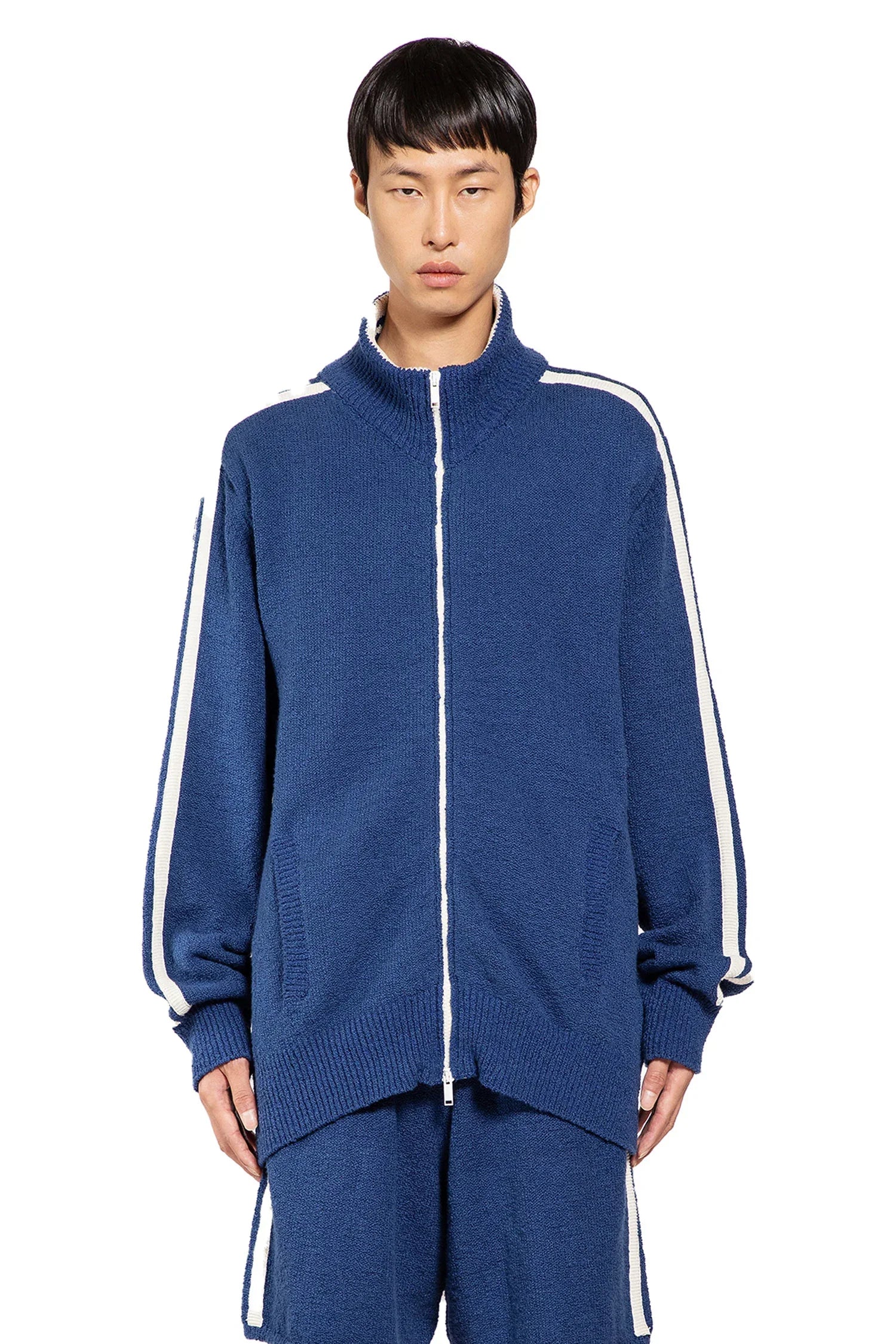 Stretch Cotton Nylon Knit Track Jacket - Antonioli.eu