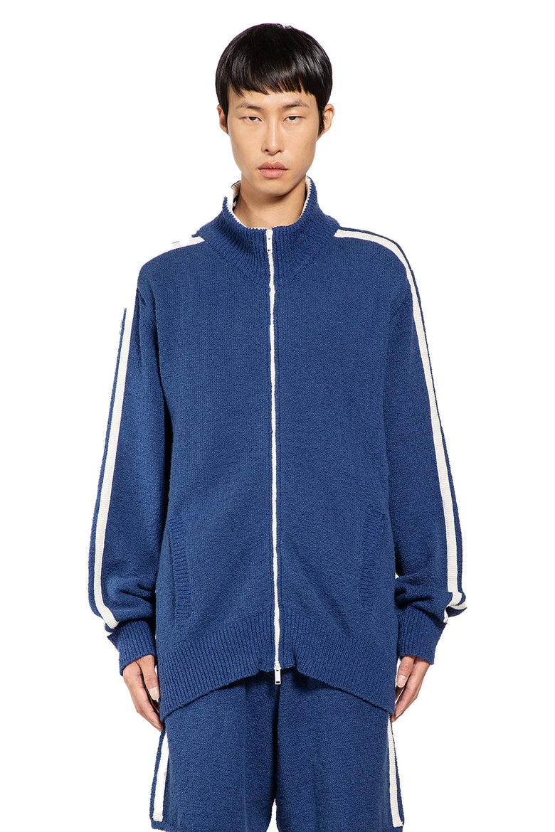 Stretch Cotton Nylon Knit Track Jacket - Antonioli.eu