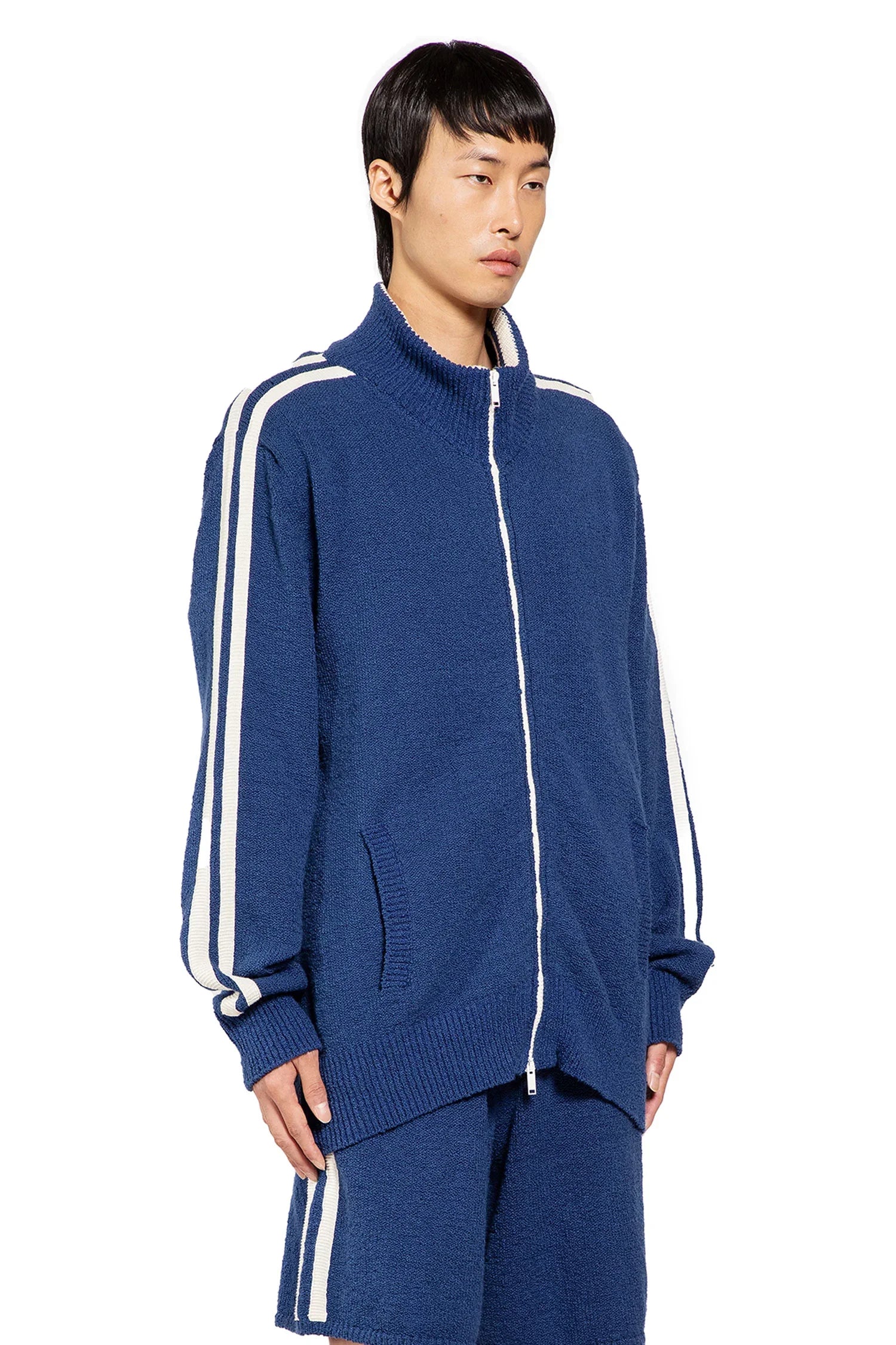 Stretch Cotton Nylon Knit Track Jacket - Antonioli.eu