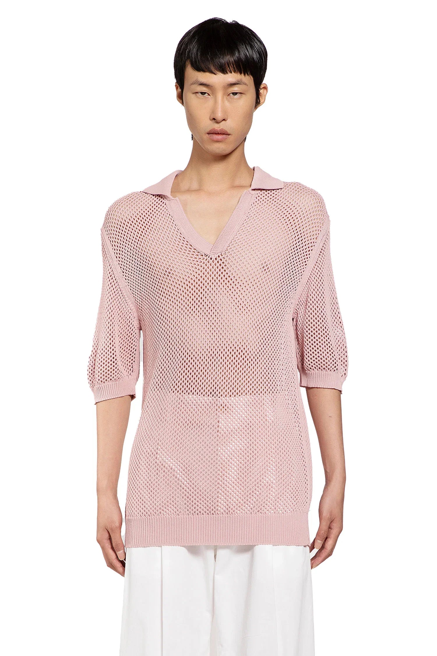 Viscose Nylon Openwork Polo Shirt - Antonioli.eu