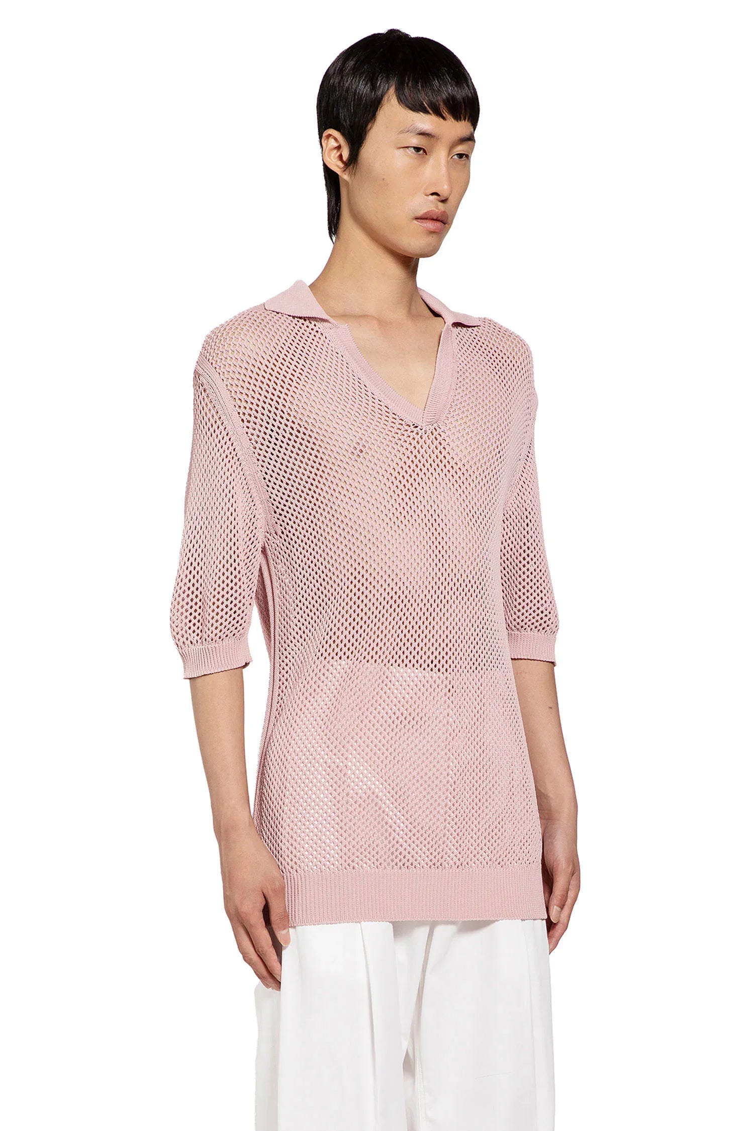 Viscose Nylon Openwork Polo Shirt - Antonioli.eu