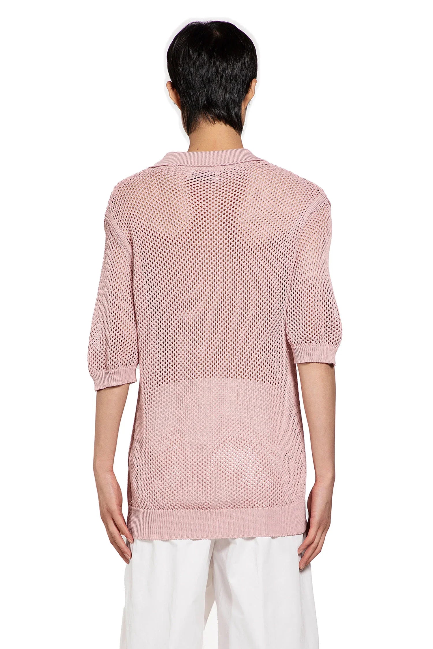 Viscose Nylon Openwork Polo Shirt - Antonioli.eu