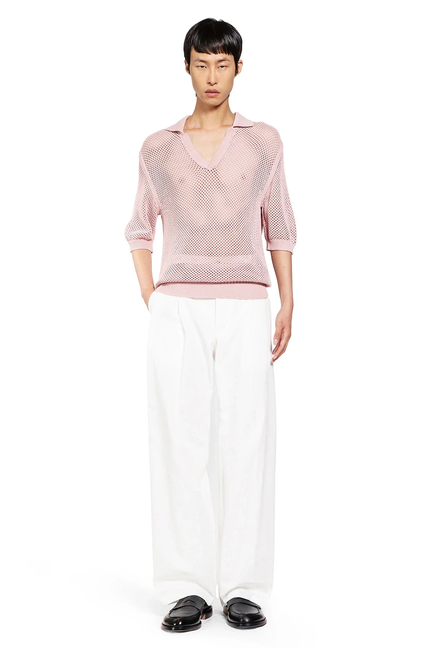 Viscose Nylon Openwork Polo Shirt - Antonioli.eu