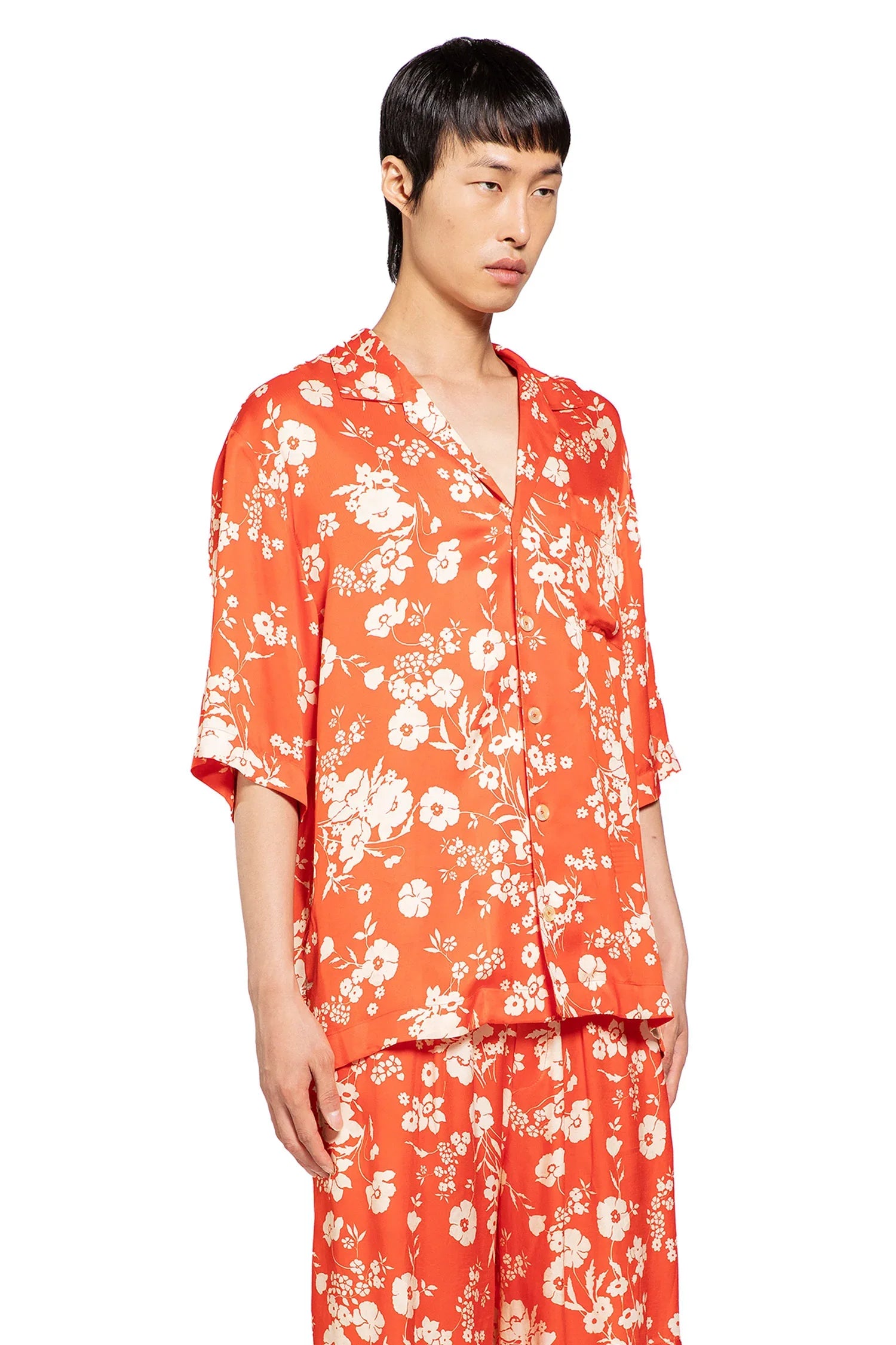 Floral Print Satin Pocket Shirt - Antonioli.eu