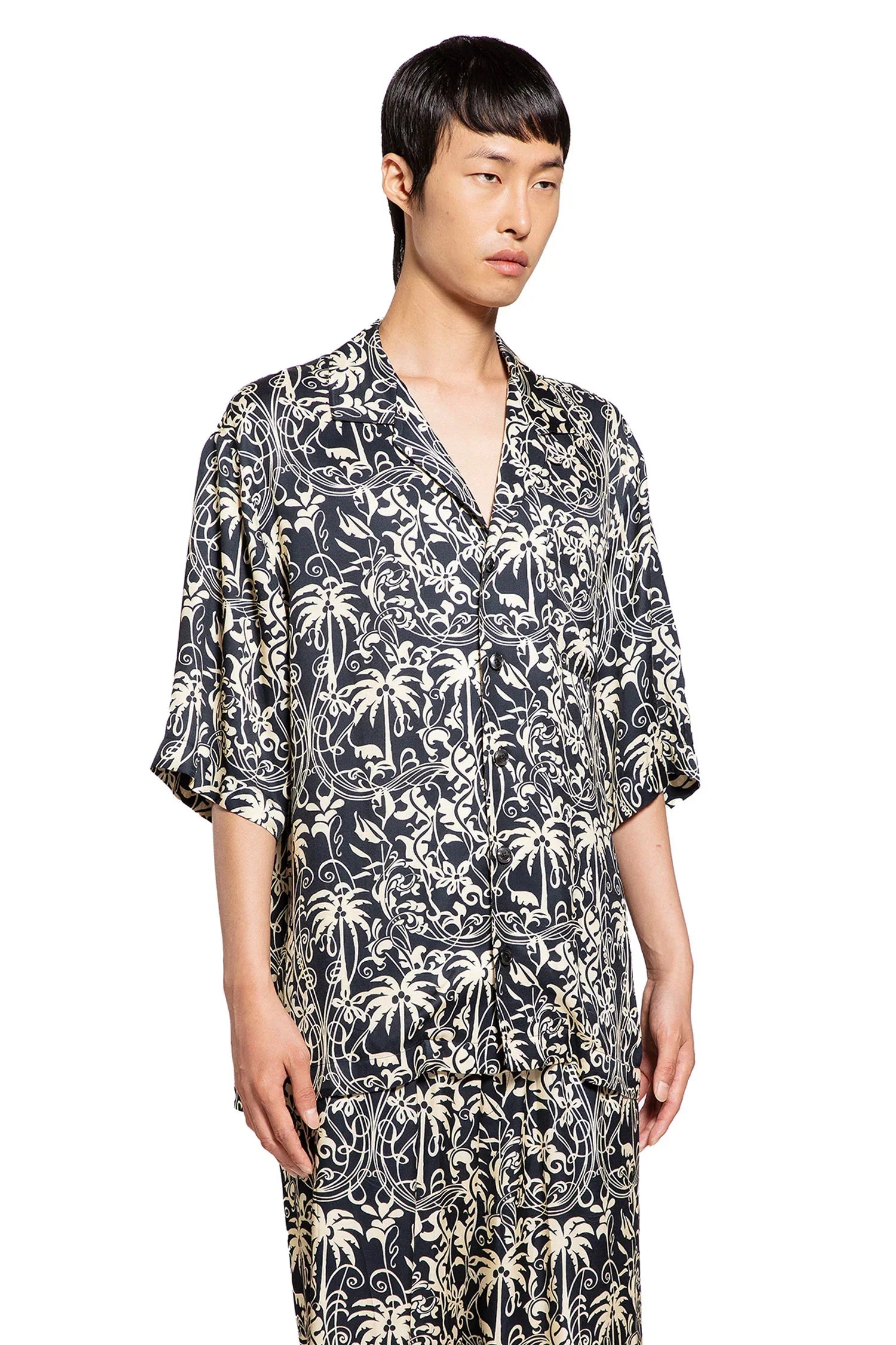 Floral Print Satin Bowling Shirt - Antonioli.eu