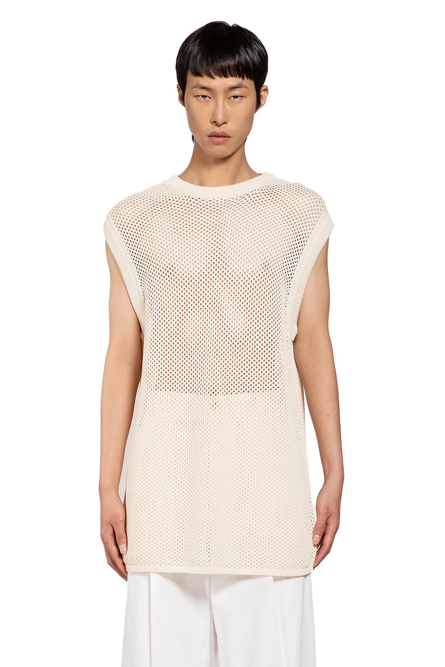 Viscose Nylon Openwork Knit vest - Antonioli.eu