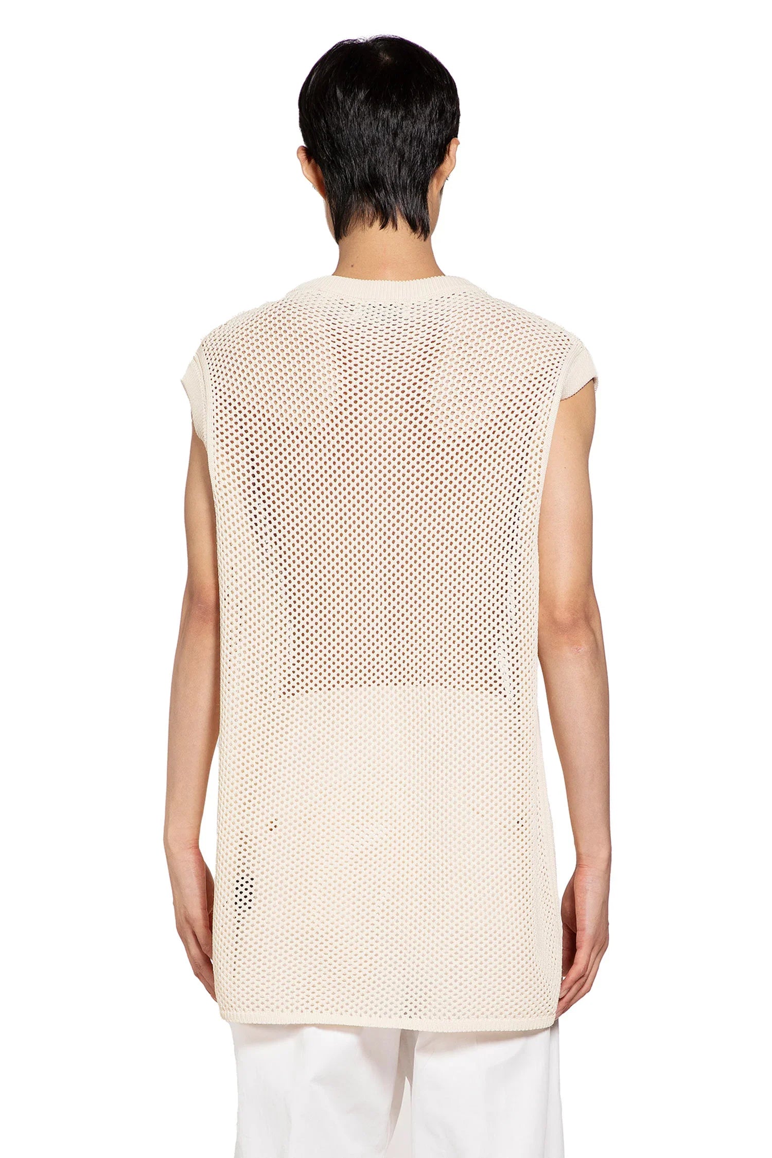 Viscose Nylon Openwork Knit vest - Antonioli.eu