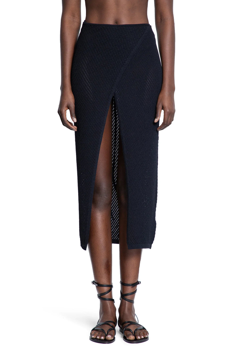 Midi Skirt in Pointelle Stitch Knit - Antonioli.eu
