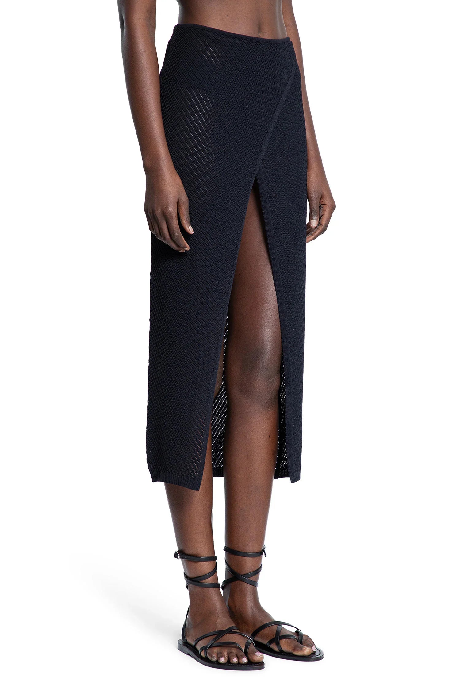 Midi Skirt in Pointelle Stitch Knit - Antonioli.eu