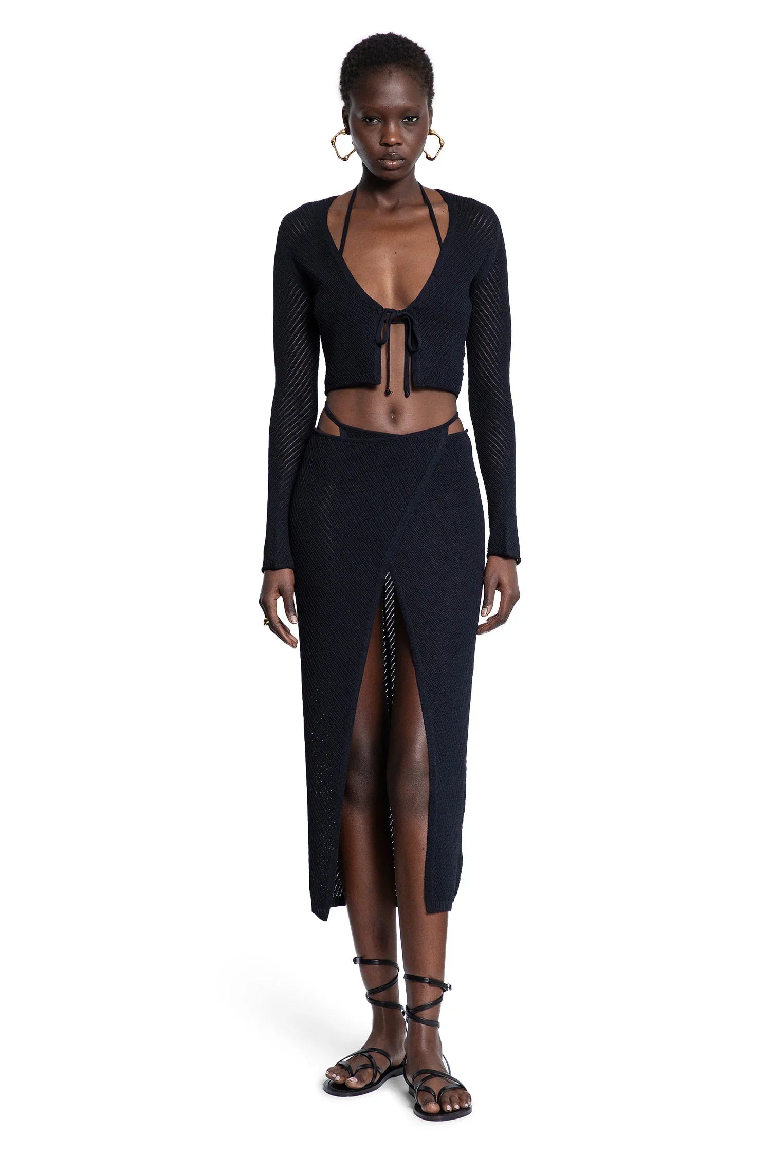 Midi Skirt in Pointelle Stitch Knit - Antonioli.eu