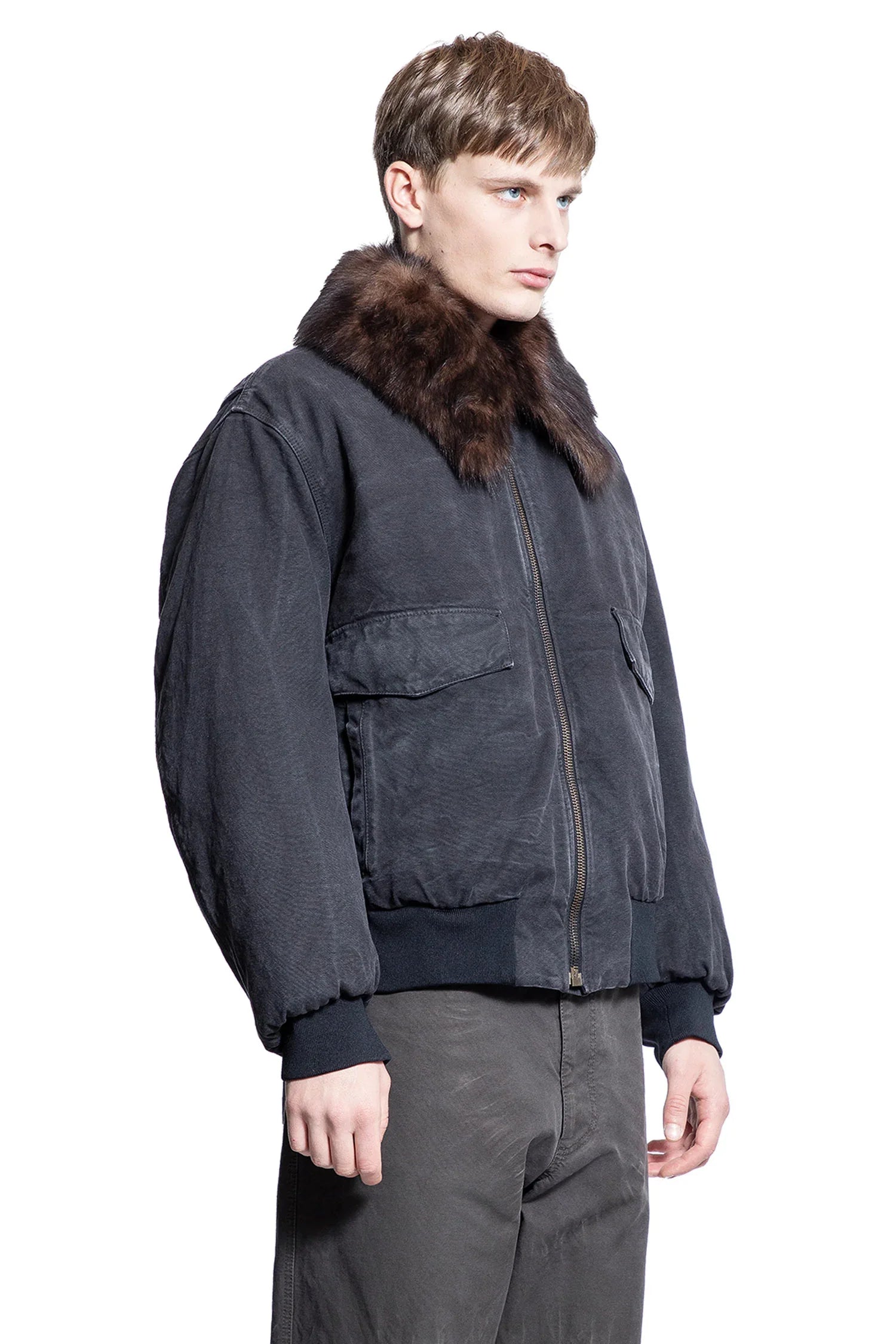 Shearling Collar Blouson Jacket - Antonioli.eu