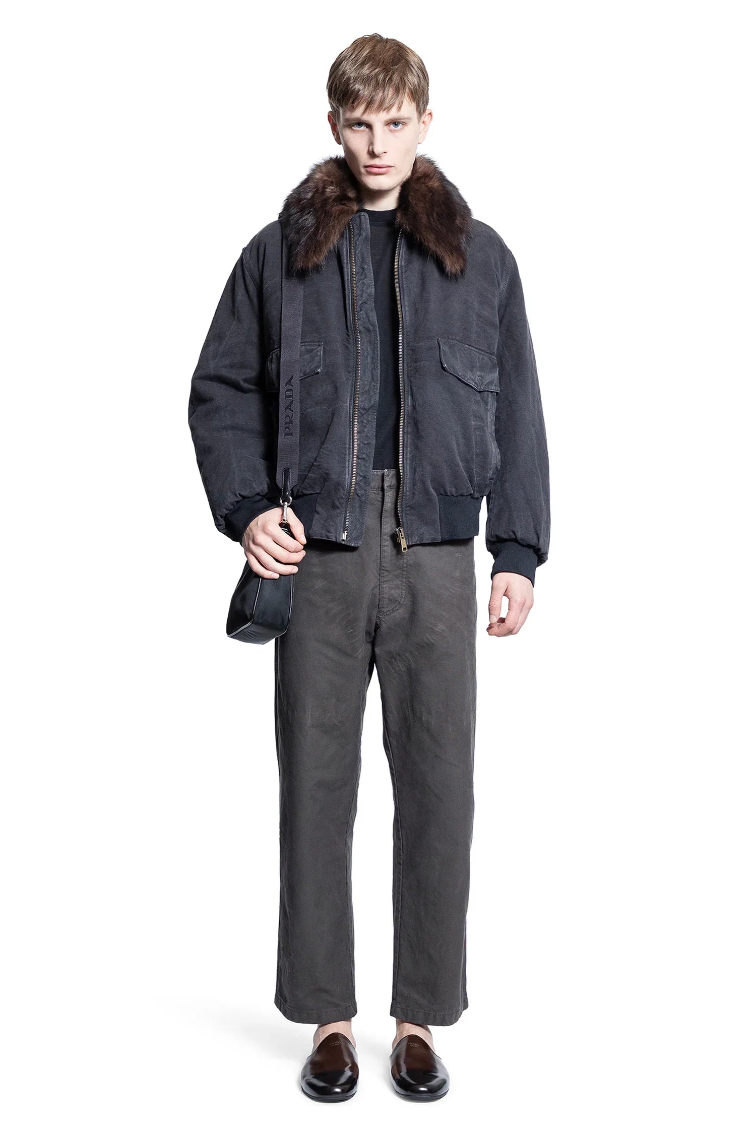 Shearling Collar Blouson Jacket - Antonioli.eu