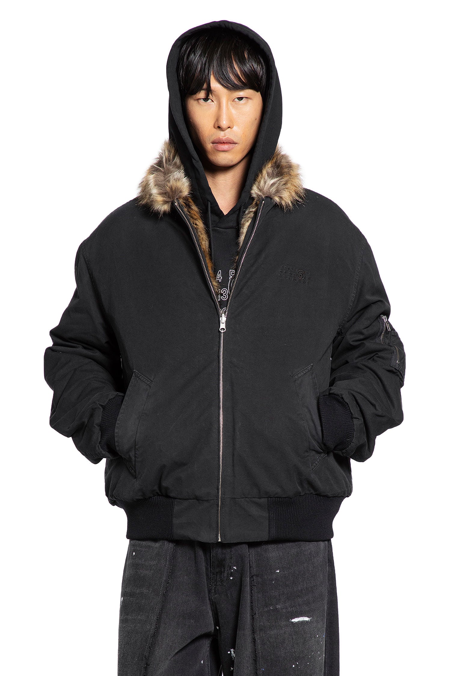 Cotton Bomber With Faux Fur Collar - Antonioli.eu