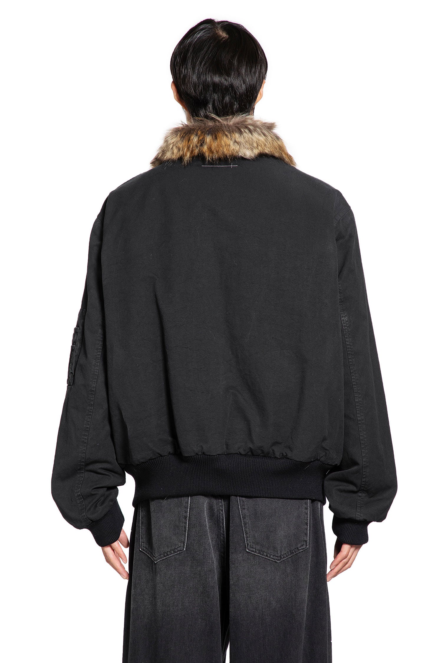 Cotton Bomber With Faux Fur Collar - Antonioli.eu