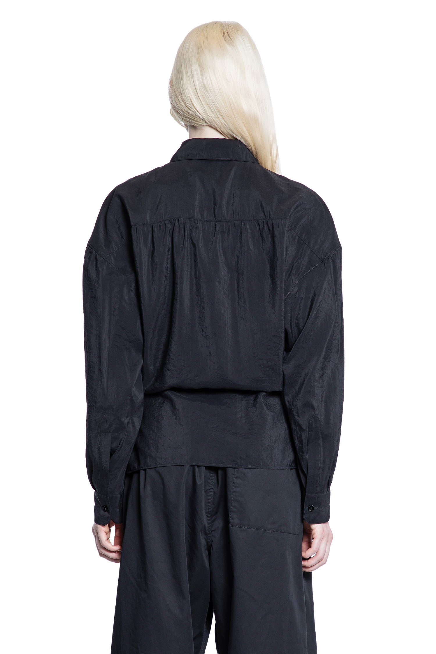 Straight Collar Twisted Shirt