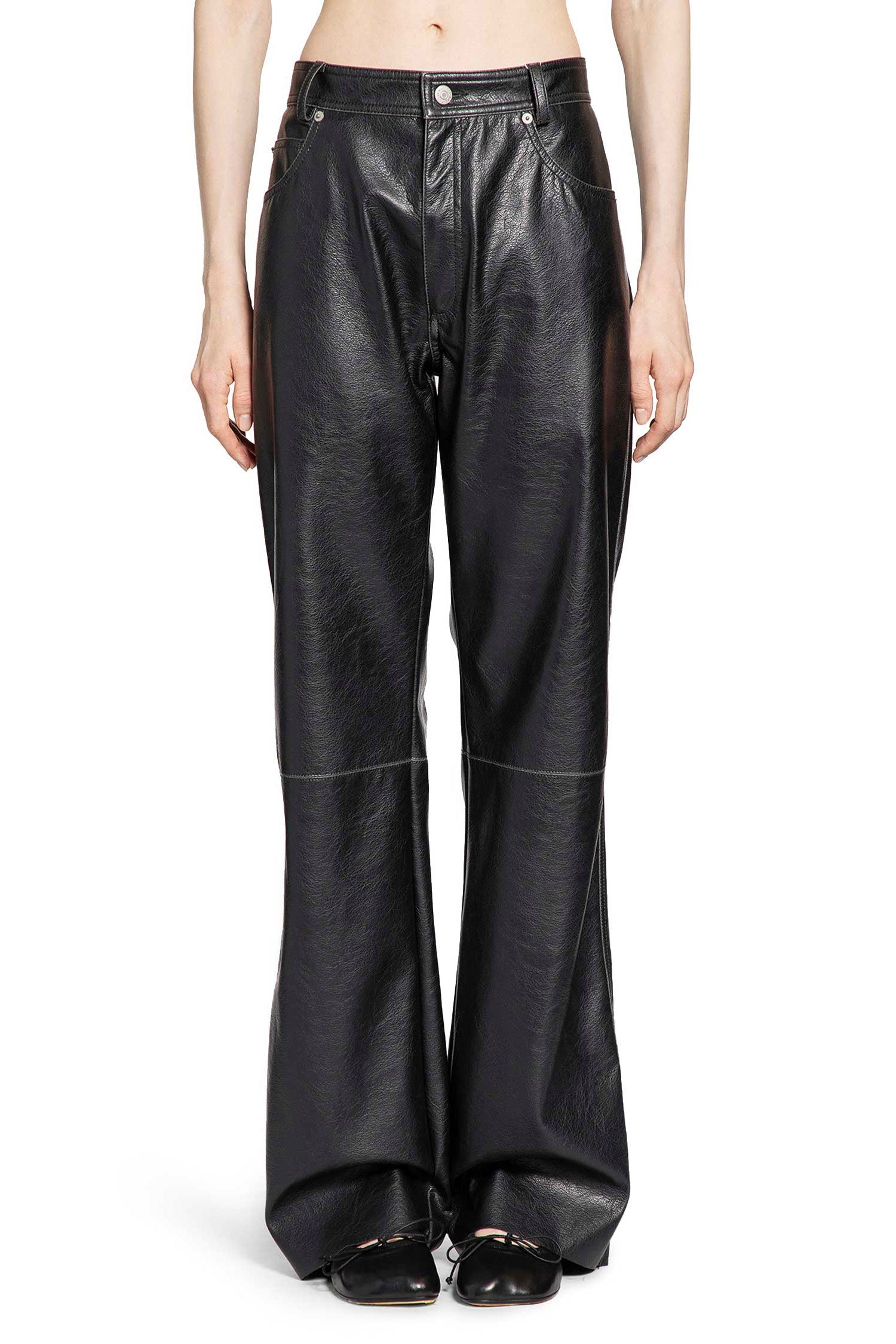 Straight Trousers in Faux Leather