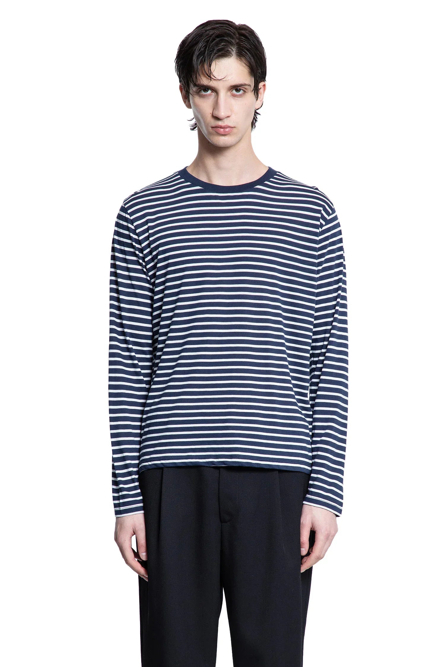 Striped Cotton Jersey Long Sleeve T-Shirt - Antonioli.eu