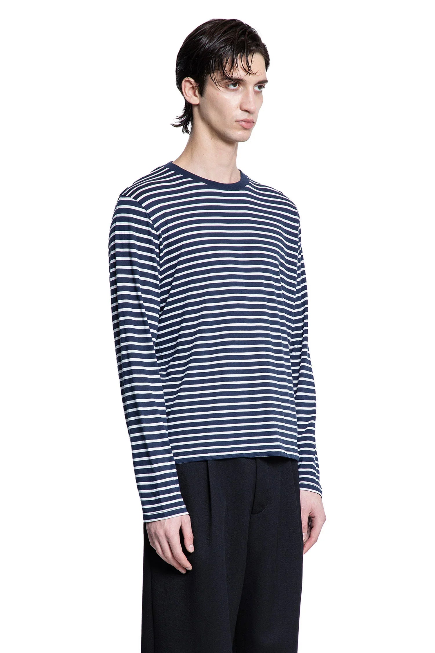 Striped Cotton Jersey Long Sleeve T-Shirt - Antonioli.eu