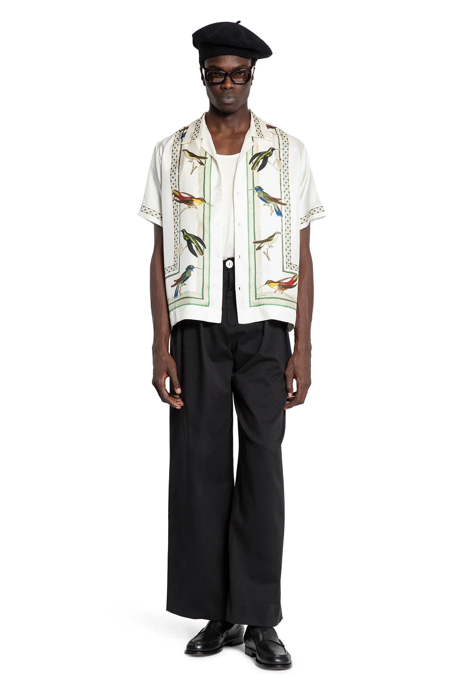 Bird Print Silk Twill Shirt - Antonioli.eu