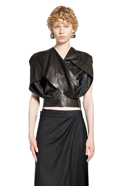 Leather Top with Floral Details - Antonioli.eu