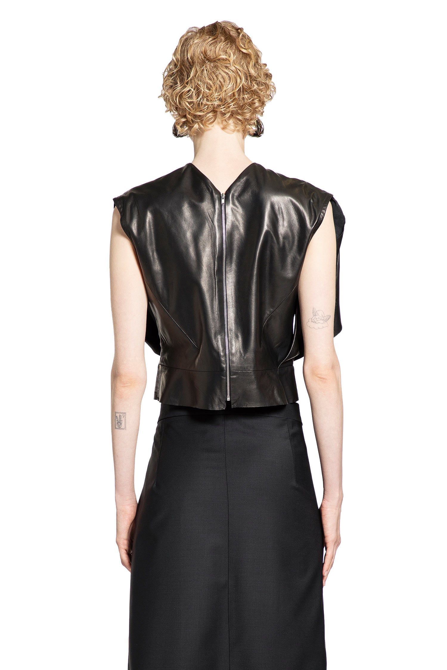 Leather Top with Floral Details - Antonioli.eu