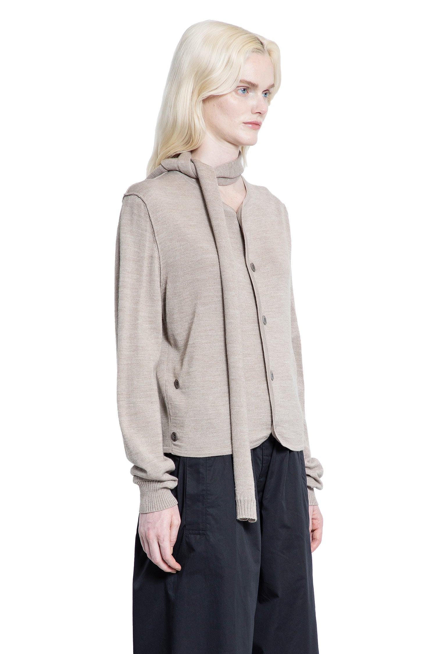 Twisted Cardigan With Scarf