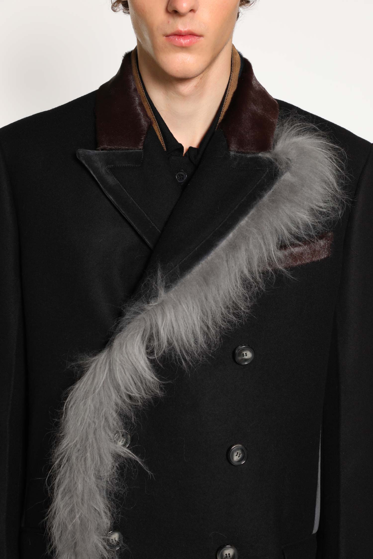 Wool Felt Coat with Fur Trim - Antonioli.eu
