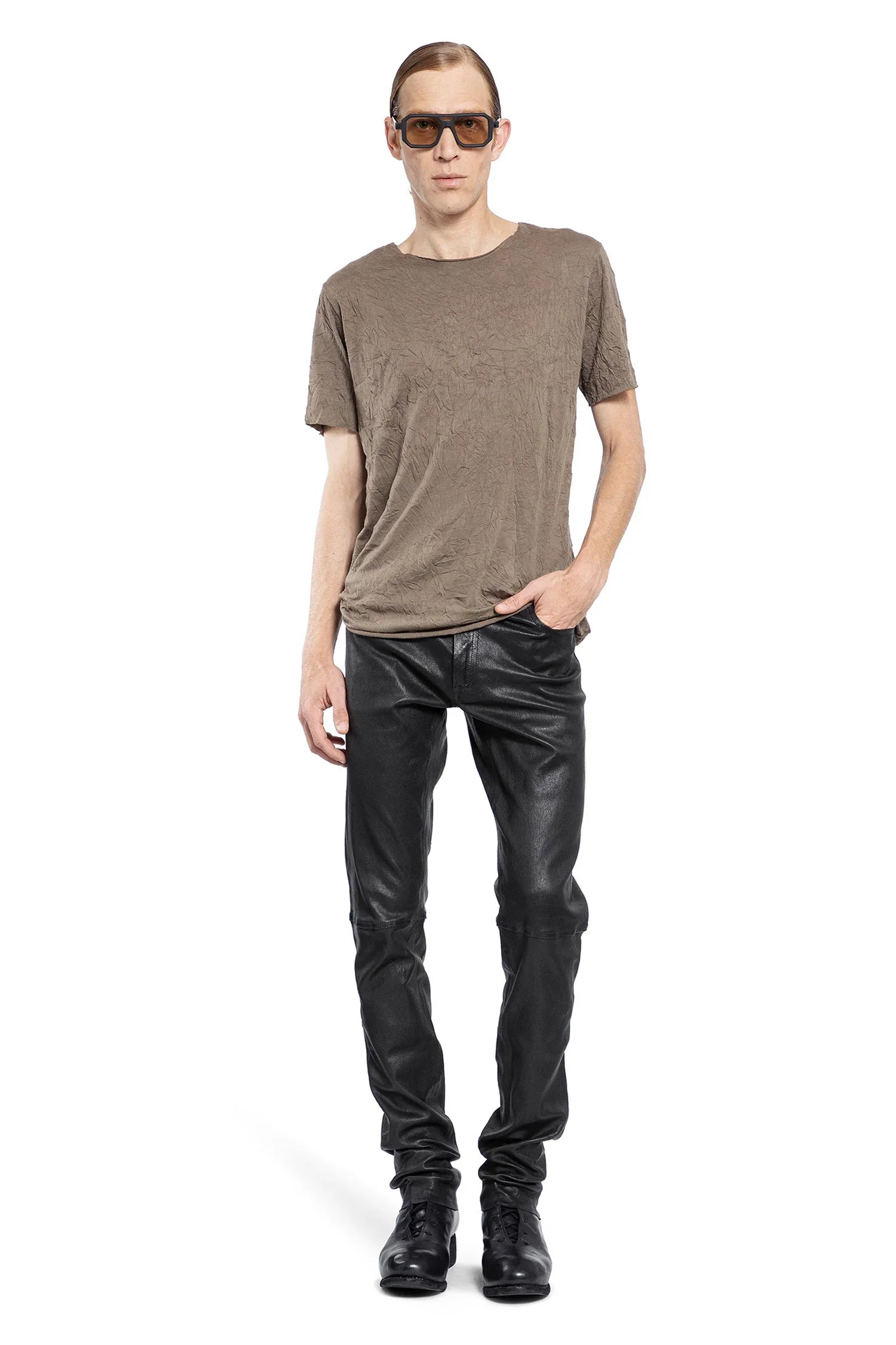 Crinkled Nylon Jersey T-Shirt - Antonioli.eu