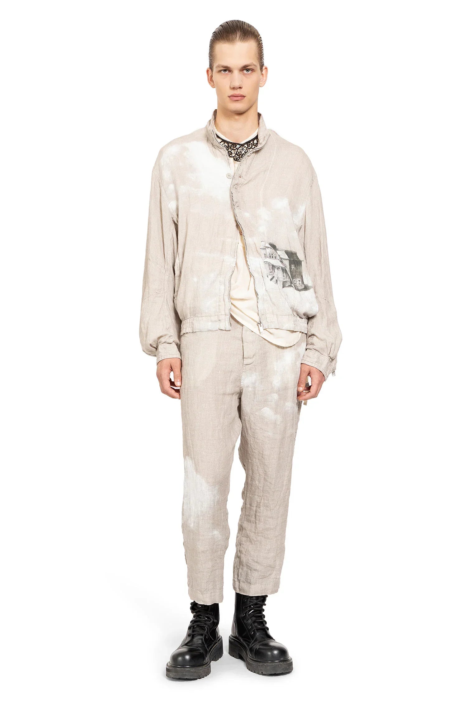 Printed Linen Blouson - Antonioli.eu