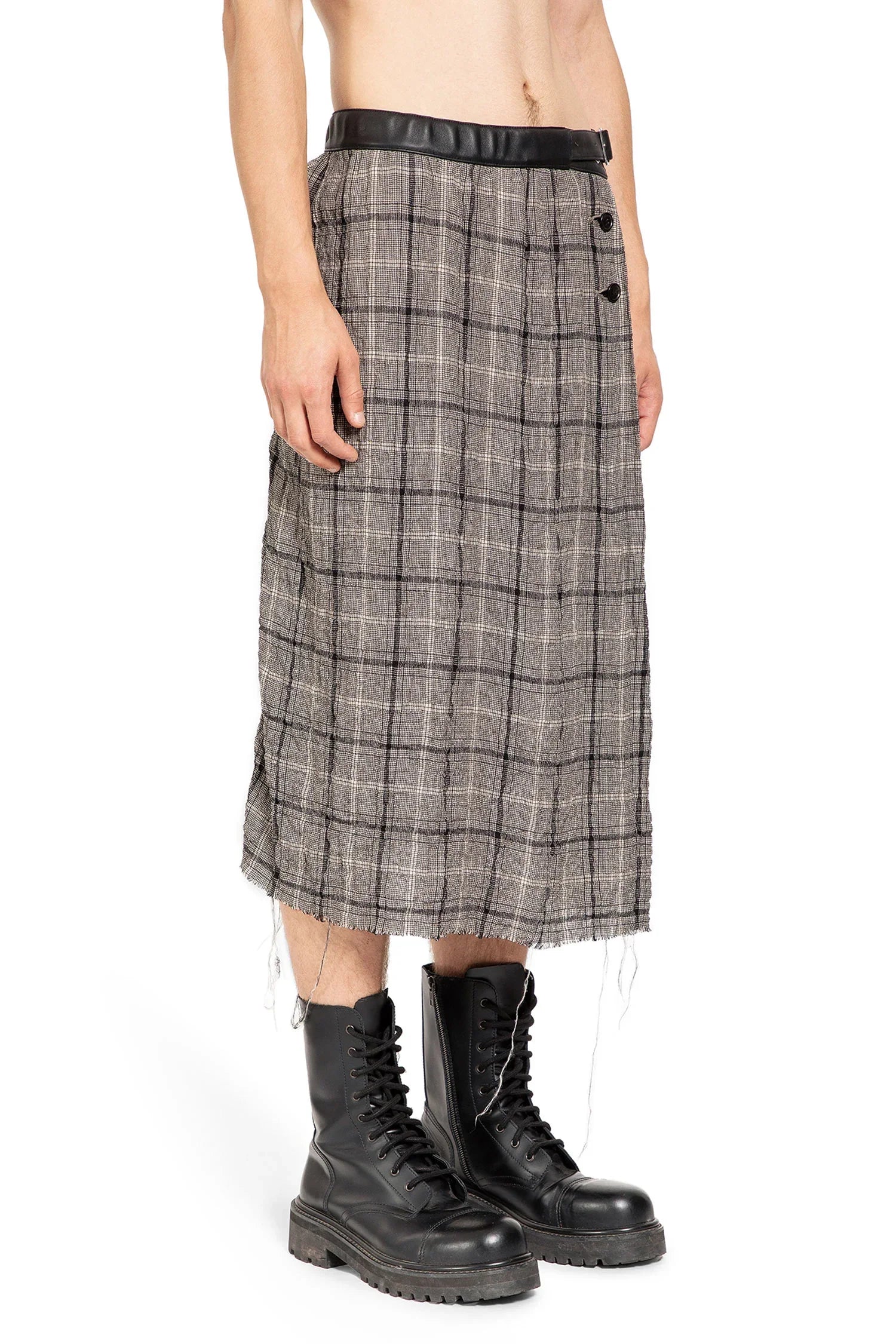 Linen Rayon Check Kilt - Antonioli.eu