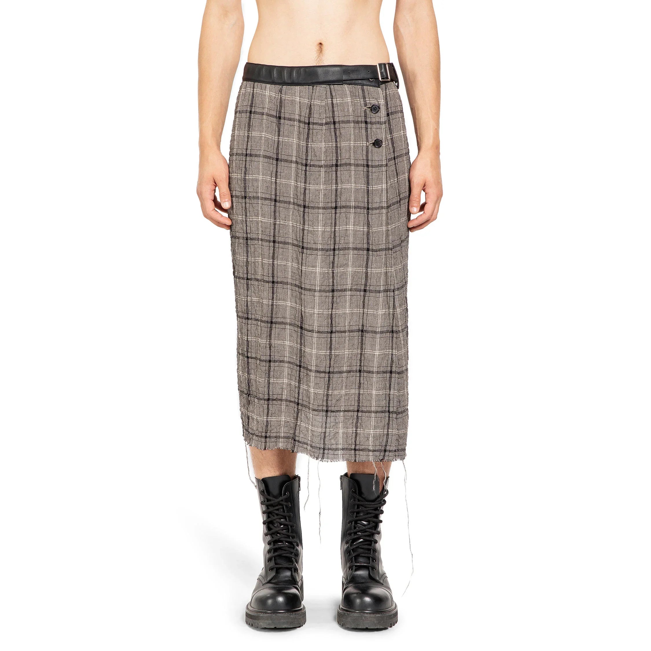 Linen Rayon Check Kilt - Antonioli.eu