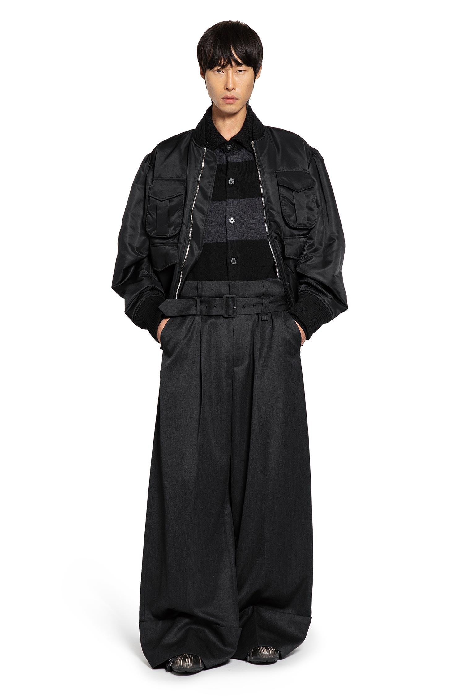 Embellished Fuzzy Collar Rugby Cardigan - Antonioli.eu