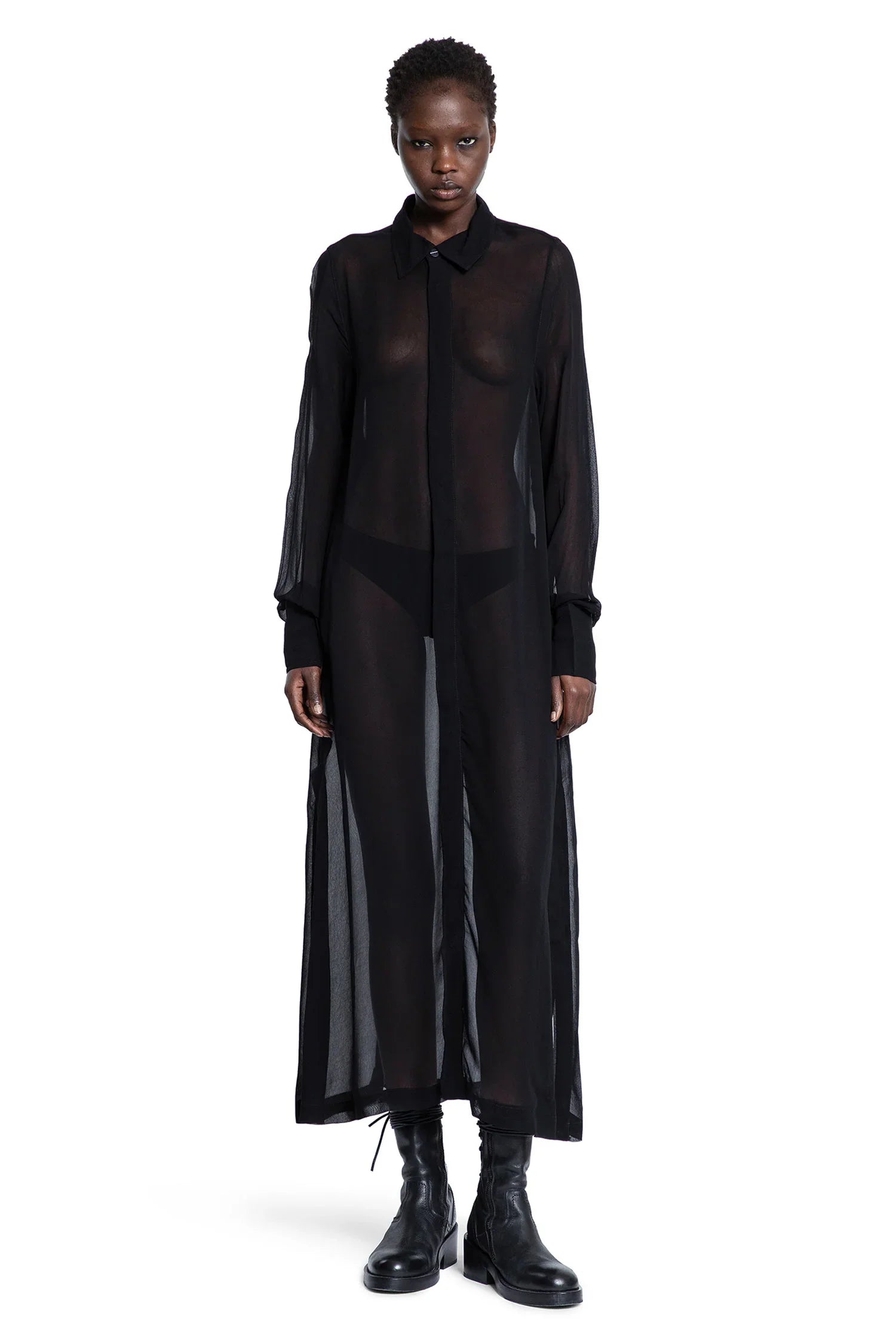 Rayon Sheer Long Shirt Dress - Antonioli.eu