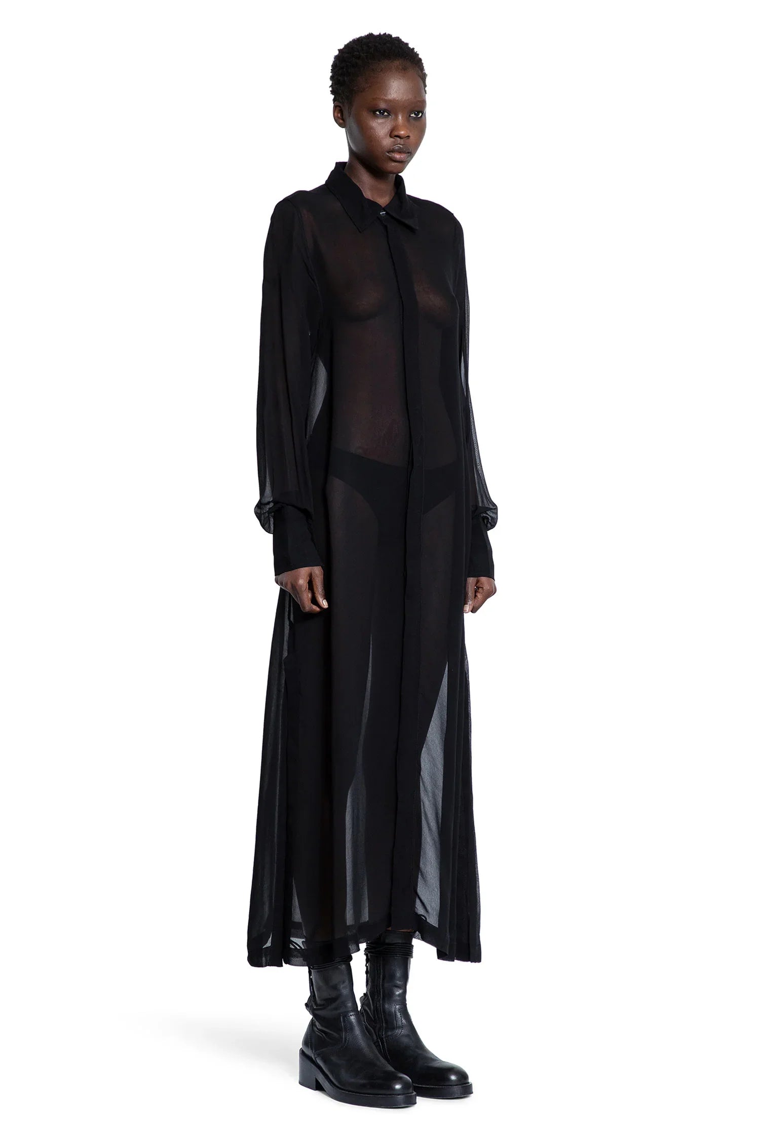 Rayon Sheer Long Shirt Dress - Antonioli.eu