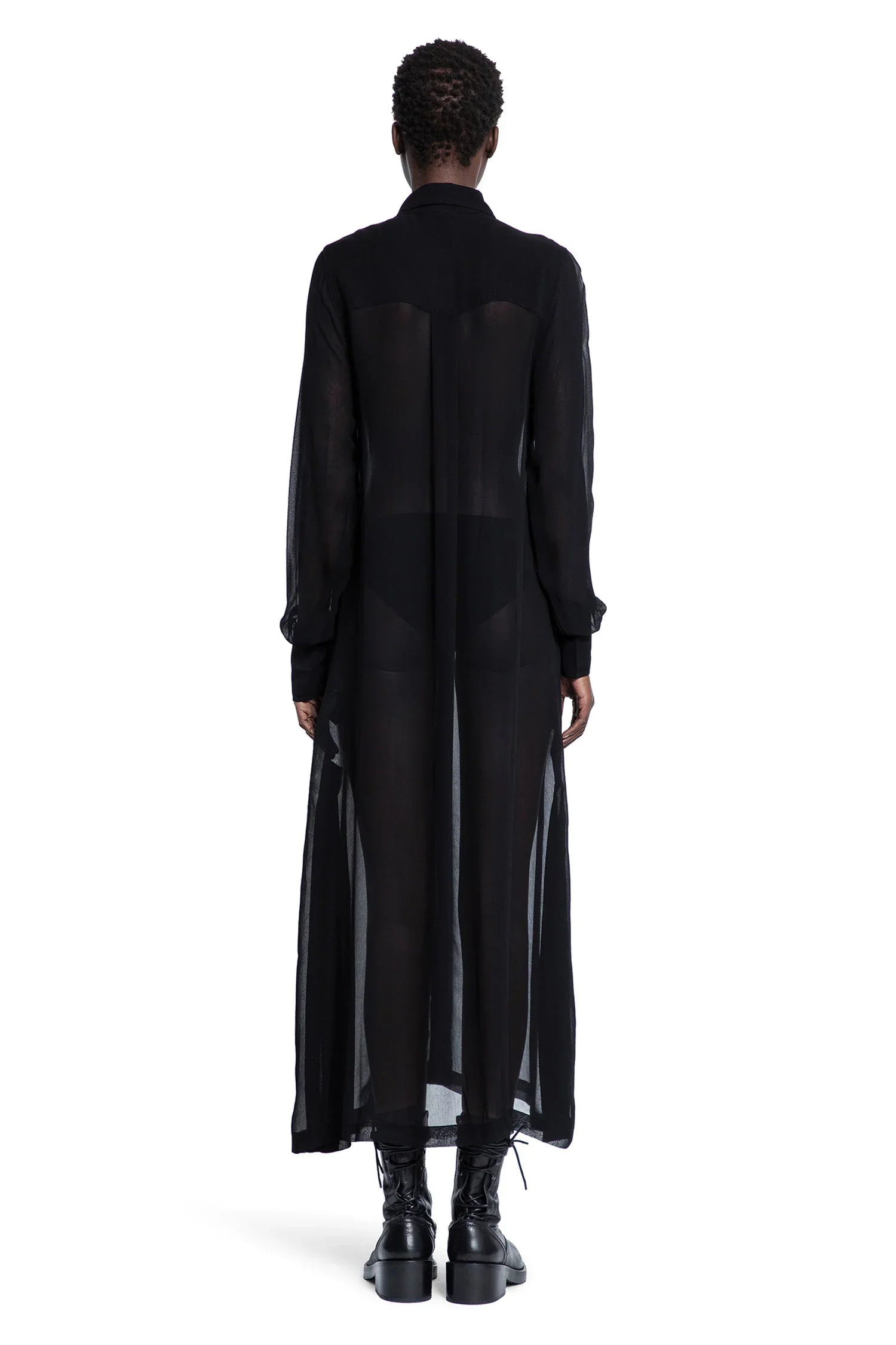 Rayon Sheer Long Shirt Dress - Antonioli.eu